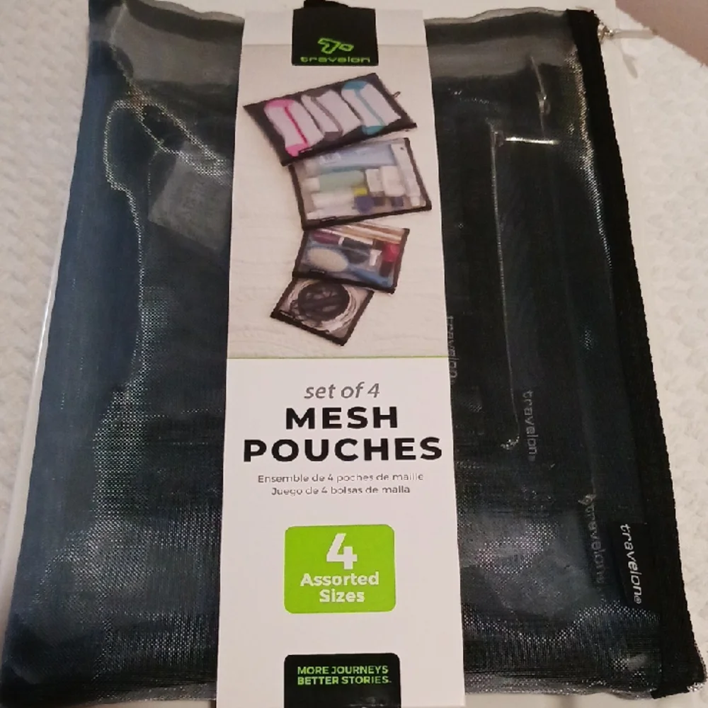 Travelon Black Mesh Pouches Set of 4